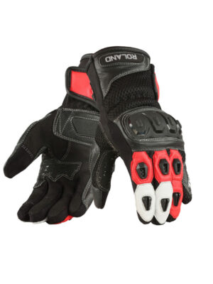 ZEUS ROLAND MESH LEATHER GLOVES RED WHITE